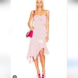 Jonathan Simkhai Speckle Print Asymmetric Ruffle Midi Dress